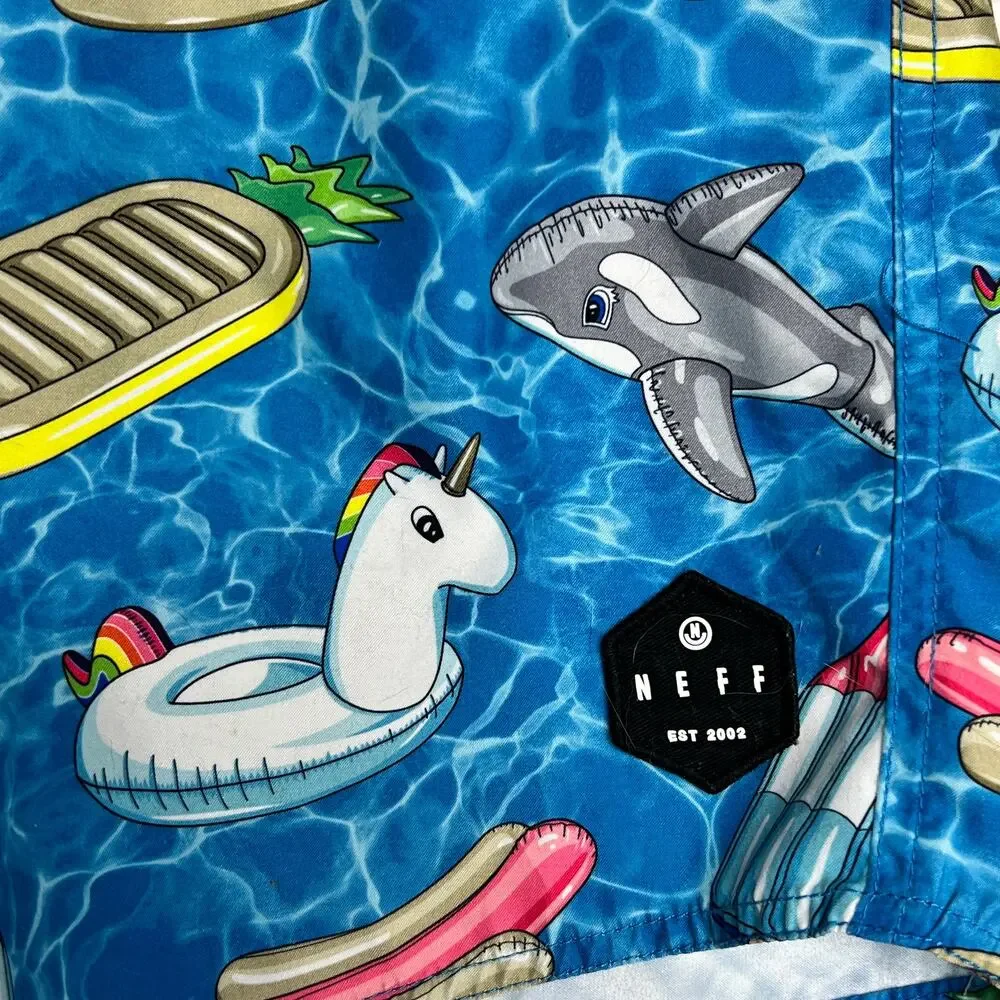 Neff Hot Tub Swim Trunk Shorts Pool Party Blue Size XL
